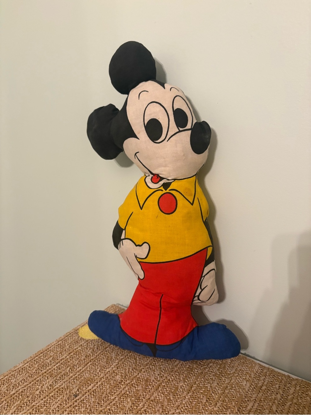 Vintage Disney Mickey Mouse Cut Sew Fabric Panel Pillow Plush Toy Doll 17.5 in